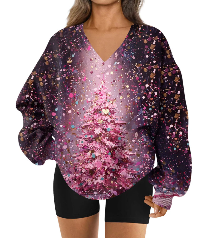 3D-Print V-Neck Sweatshirt für Herbst & Winter
