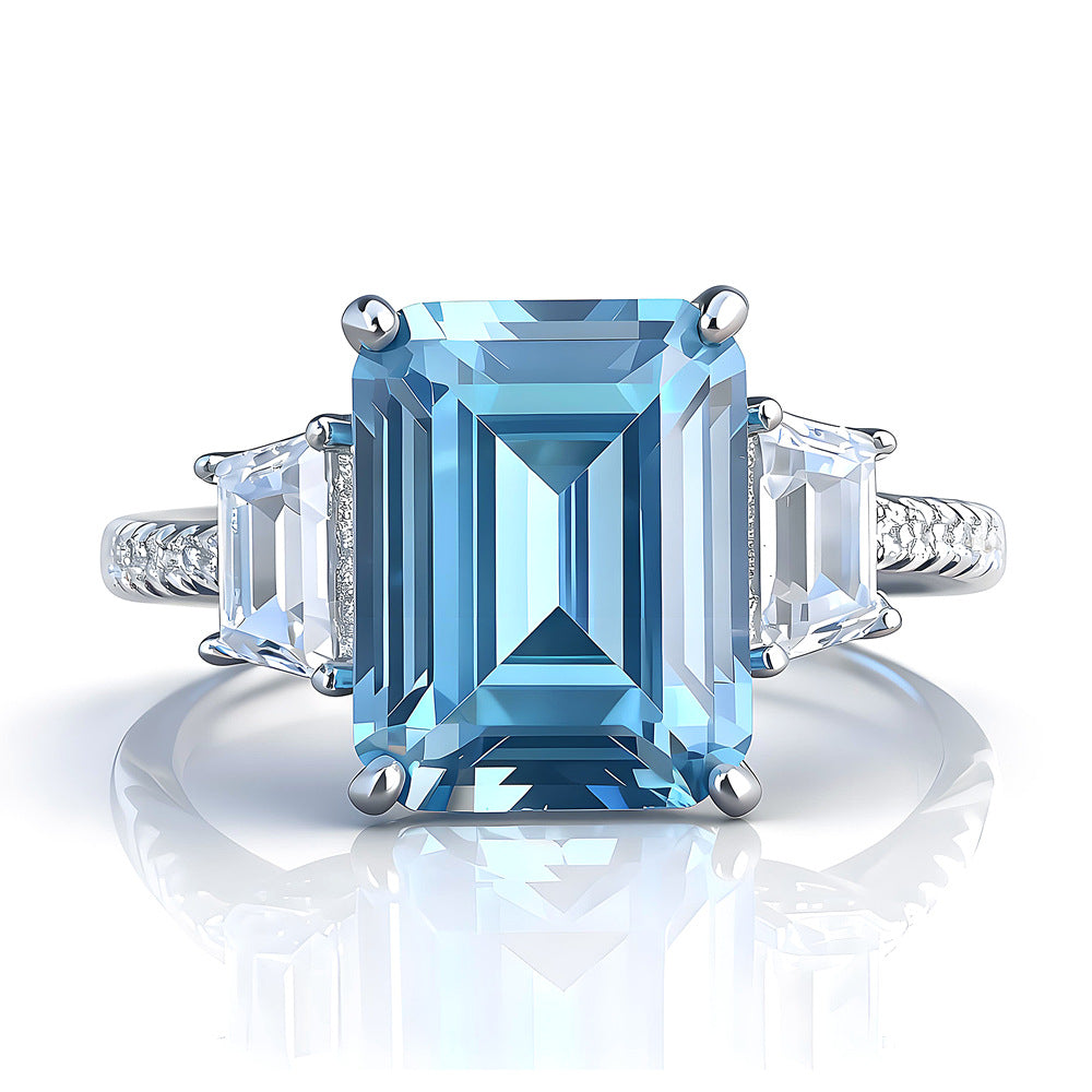 S925 Silberring mit rechteckigem Aquamarin – Bild 5 | LuxeStyle