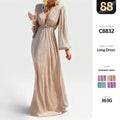 Langes Abendkleid mit V-Ausschnitt – Bild 10 | LuxeStyle