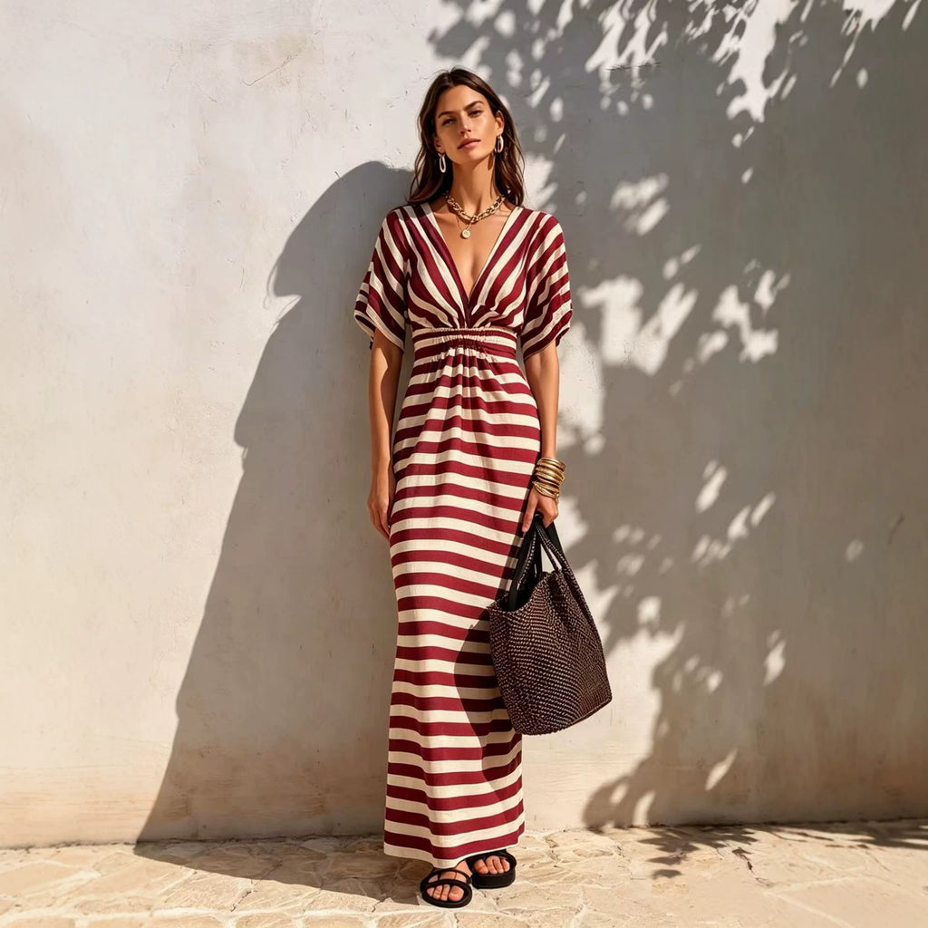 Lose sitzendes Streifen-Kleid