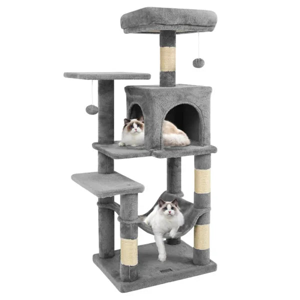 44" Katzenbaum mit Top-Liegefläche & 2-türiger Höhle