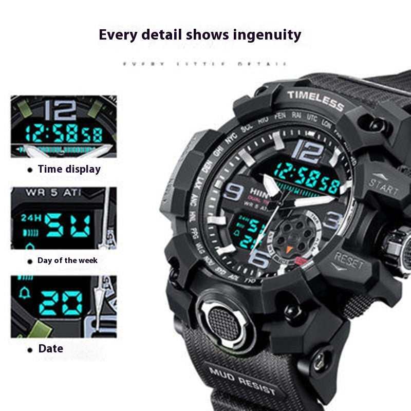 Wasserdichte Sportuhr für Herren mit Dual-Display