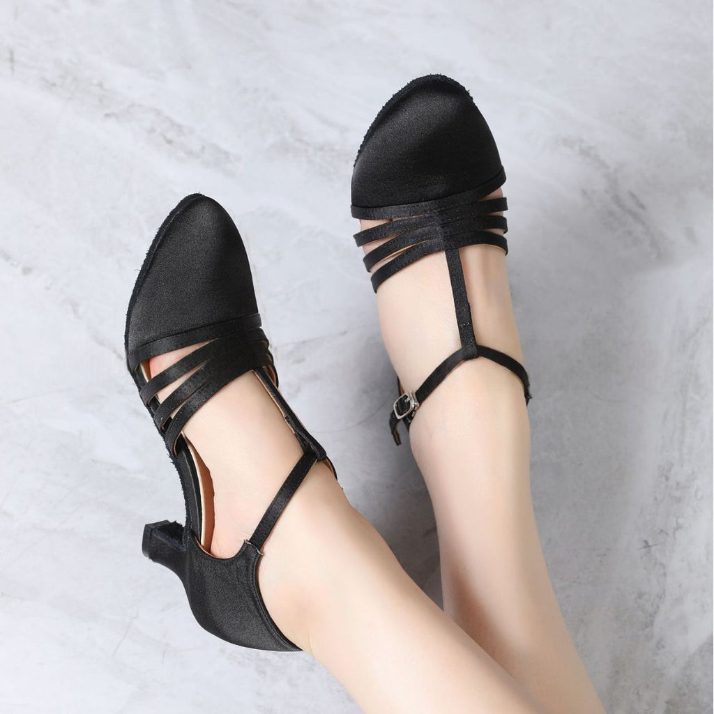 Satin Latin Tanzschuhe Schwarz – Bild 4 | LuxeStyle