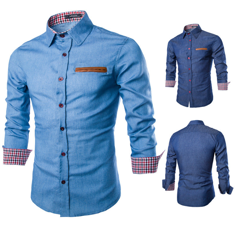 Herren-Jeanshemd mit langen Ärmeln – Bild 4 | LuxeStyle