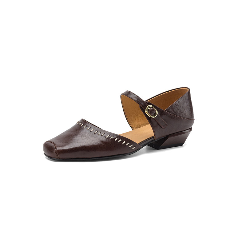 Handgefertigte Mary Jane Flats aus Leder