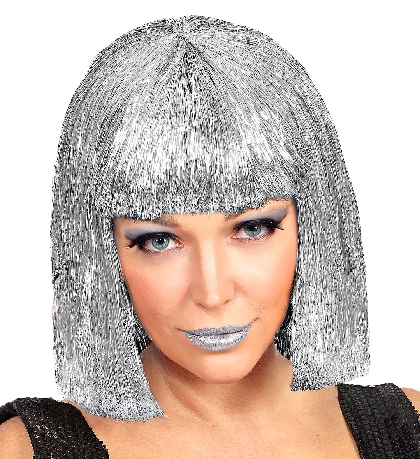 Perücke Glitzy Vegas silber