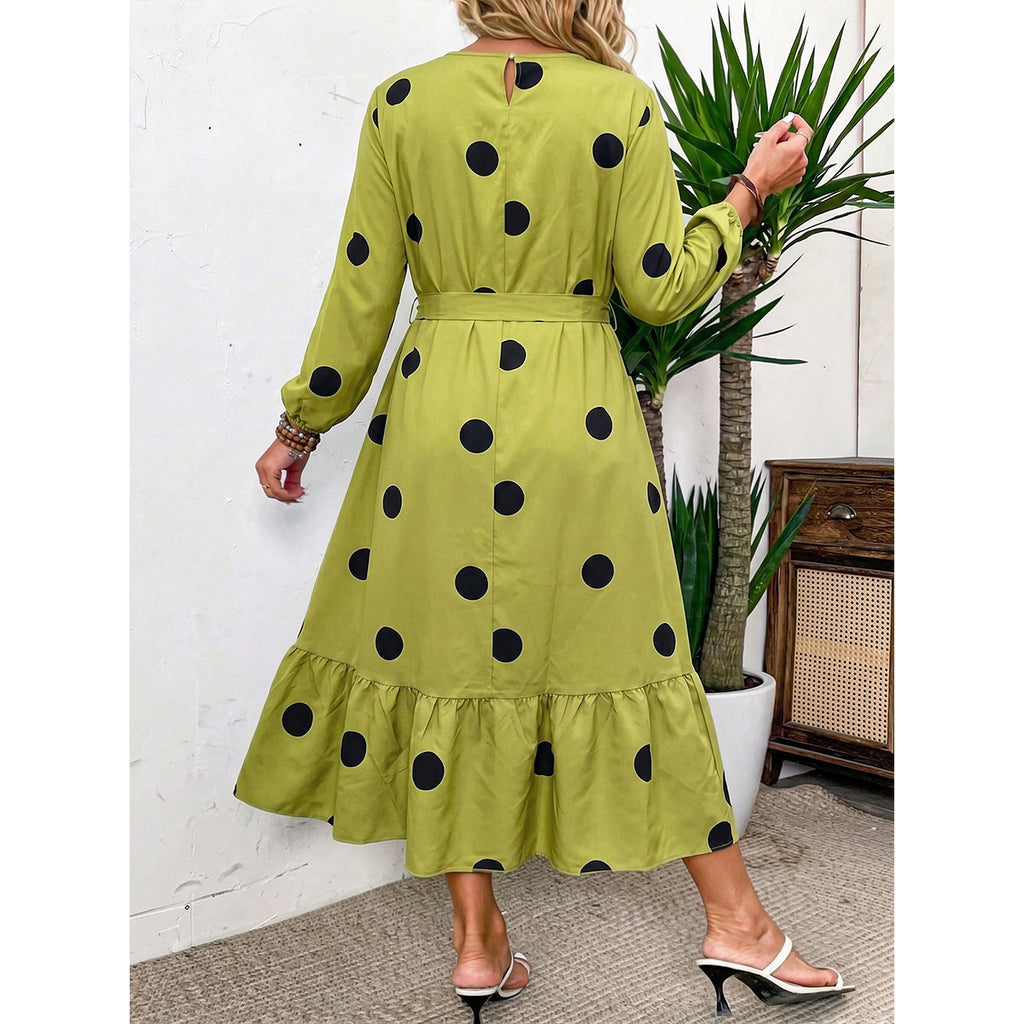 Gepunktetes Schnürkleid mit Taillenschnürung – Bild 4 | LuxeStyle