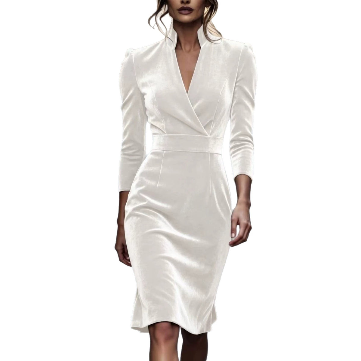 Velours-Kolbenrock mit V-Ausschnitt – Bild 5 | LuxeStyle