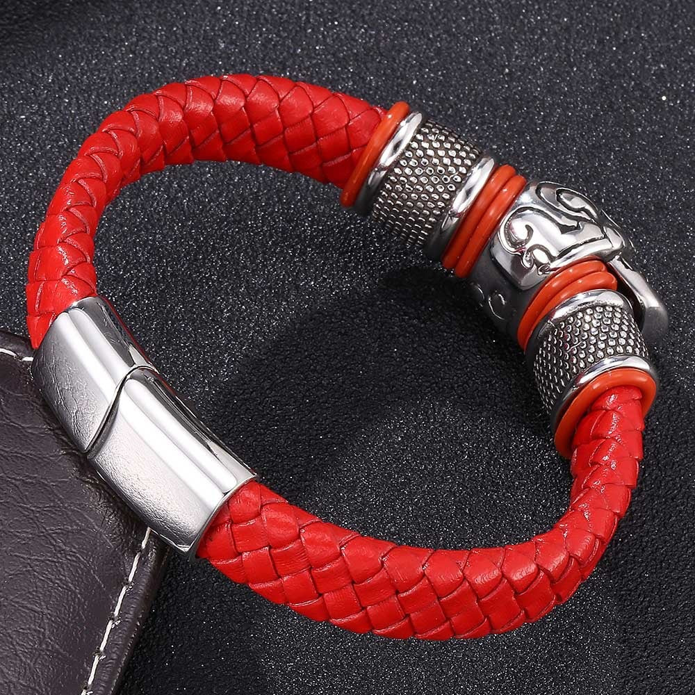 Geflochtenes Lederarmband mit Totenkopf-Edelstahl – Bild 2 | LuxeStyle
