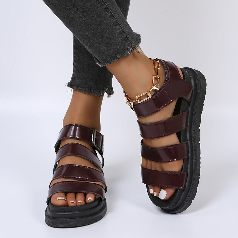 Römer Sandalen mit offener Spitze und Schnalle – Bild 19 | LuxeStyle