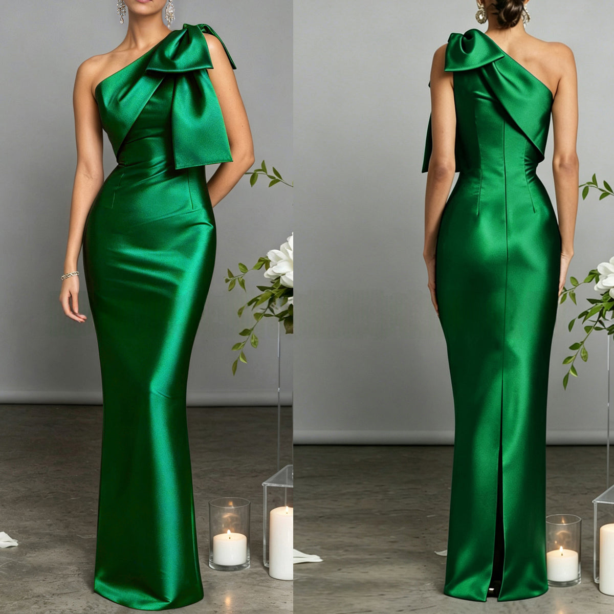 Schlank geschnittenes Langkleid mit Schlitz – Bild 3 | LuxeStyle
