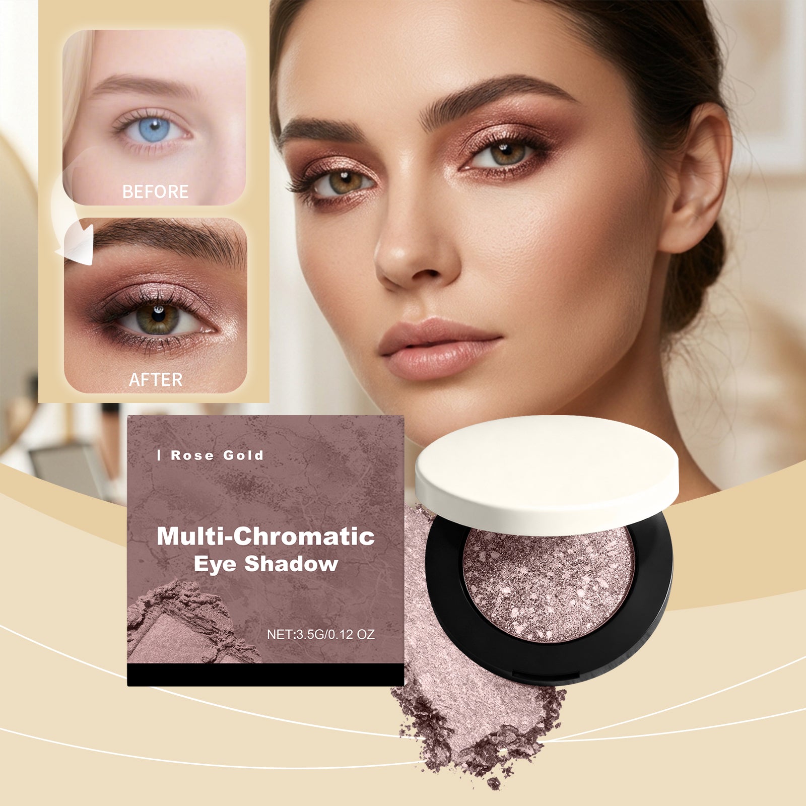 Schimmernde 3D Augenschatten Rose Gold