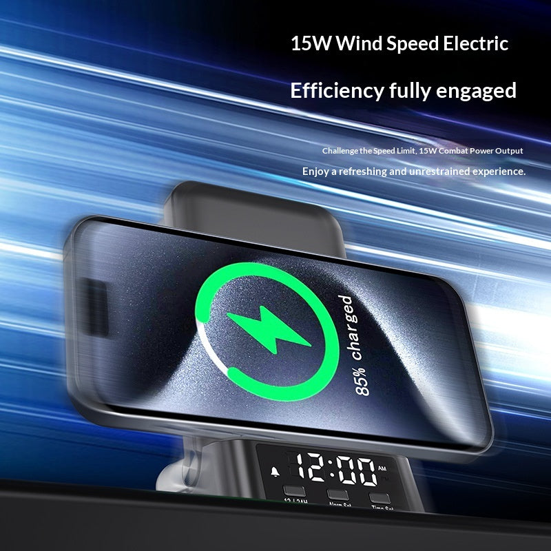 3-in-1 Ladestation mit Uhr & Wireless Charging