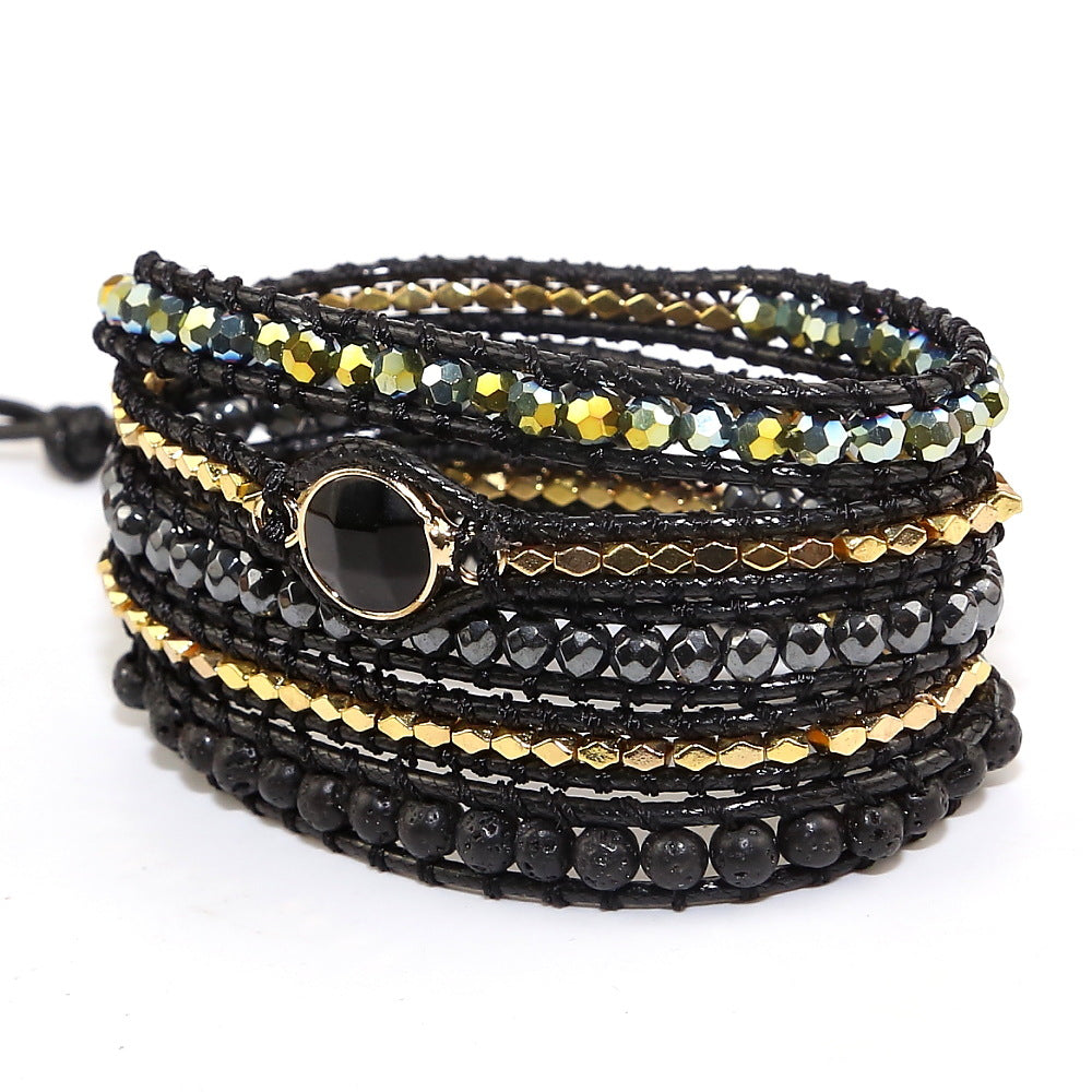 Armband mit schwarzem Achat und Wachsseil – Bild 3 | LuxeStyle
