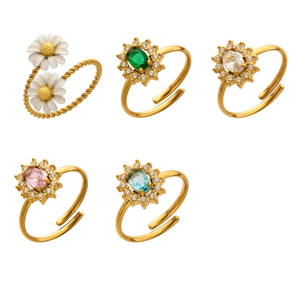 Sonnenblumen-Ring mit Zirkonia, vergoldet – Bild 11 | LuxeStyle