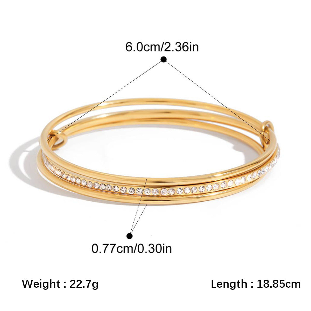 Zirkon-Armband aus Edelstahl