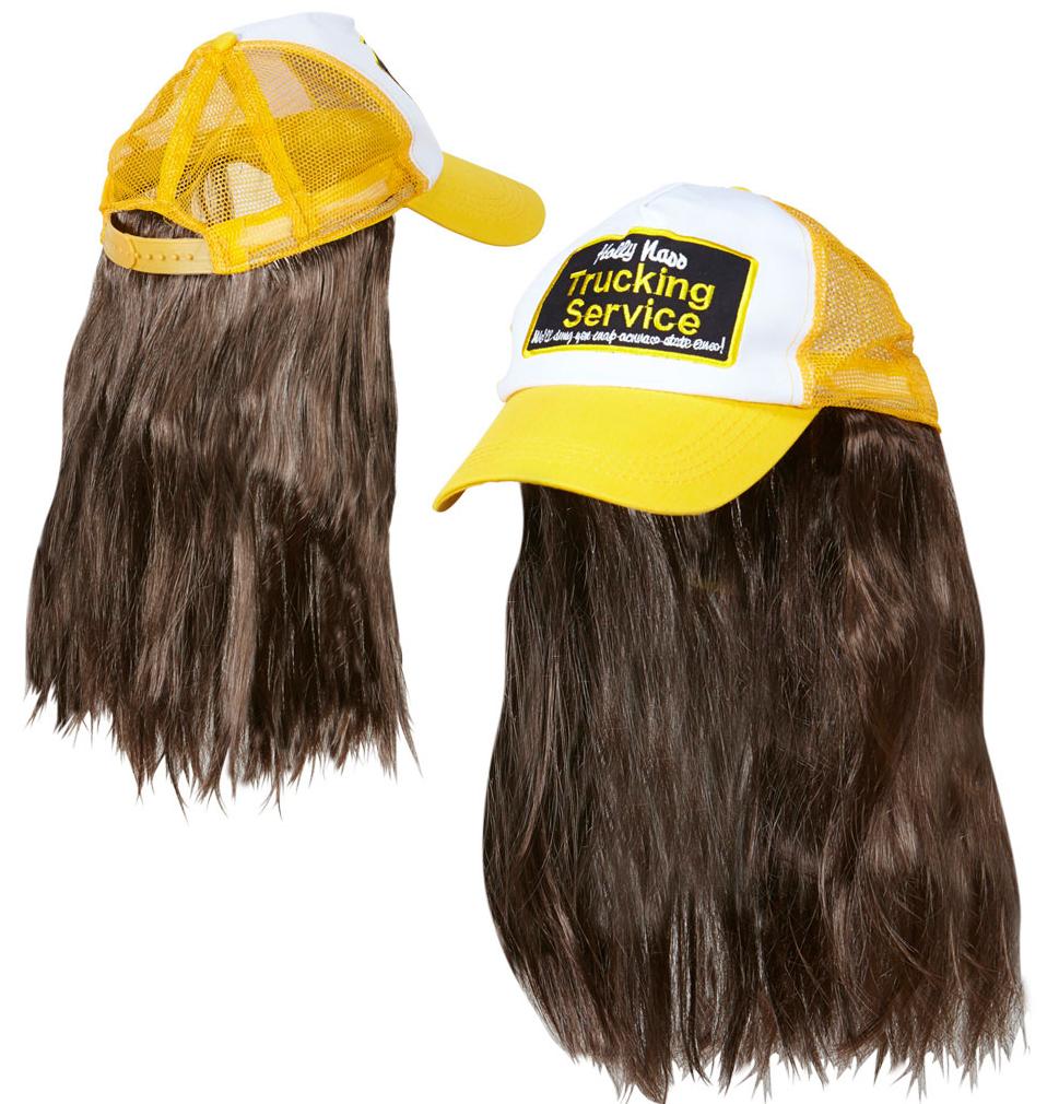 Gelber Truckerhut mit Haaren