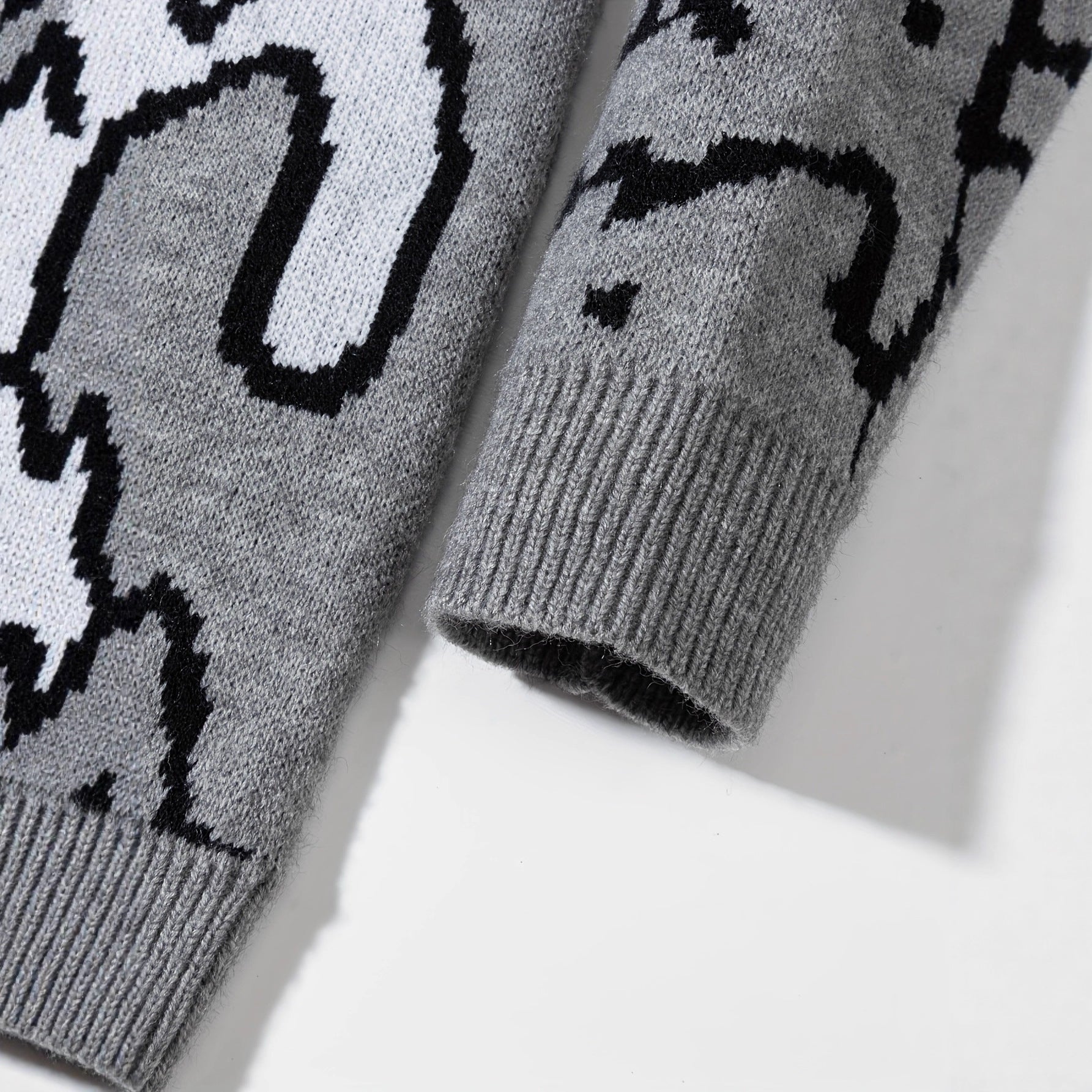 Herren Knit Sweater mit niedlichem Katzenprint