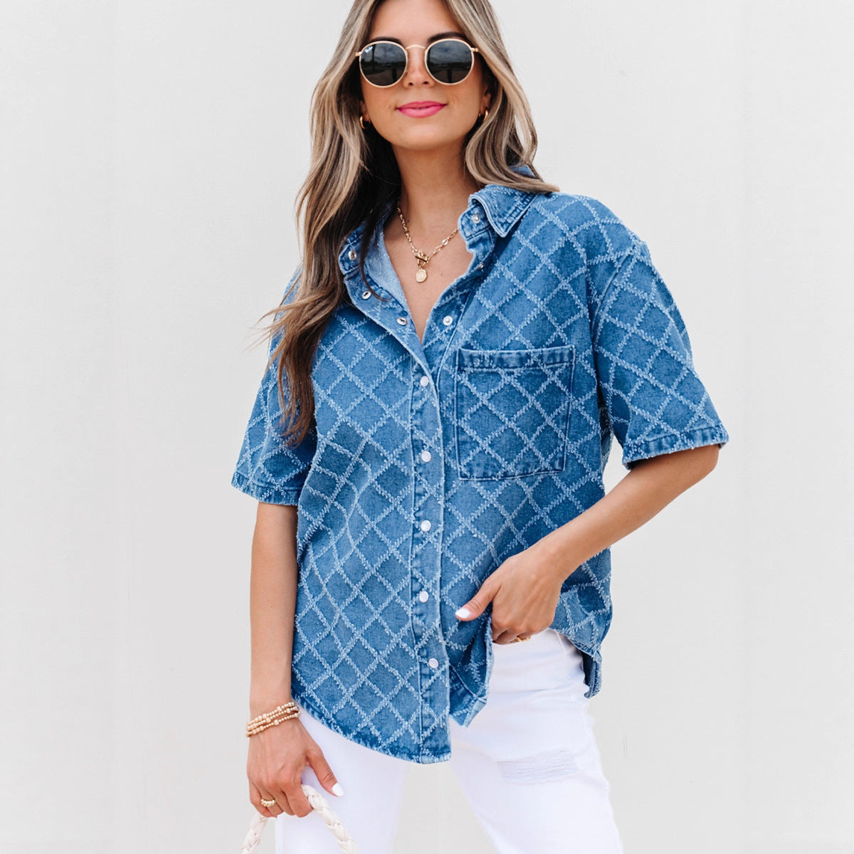 Kariertes Denim-Hemd im Vintage-Stil – Bild 4 | LuxeStyle