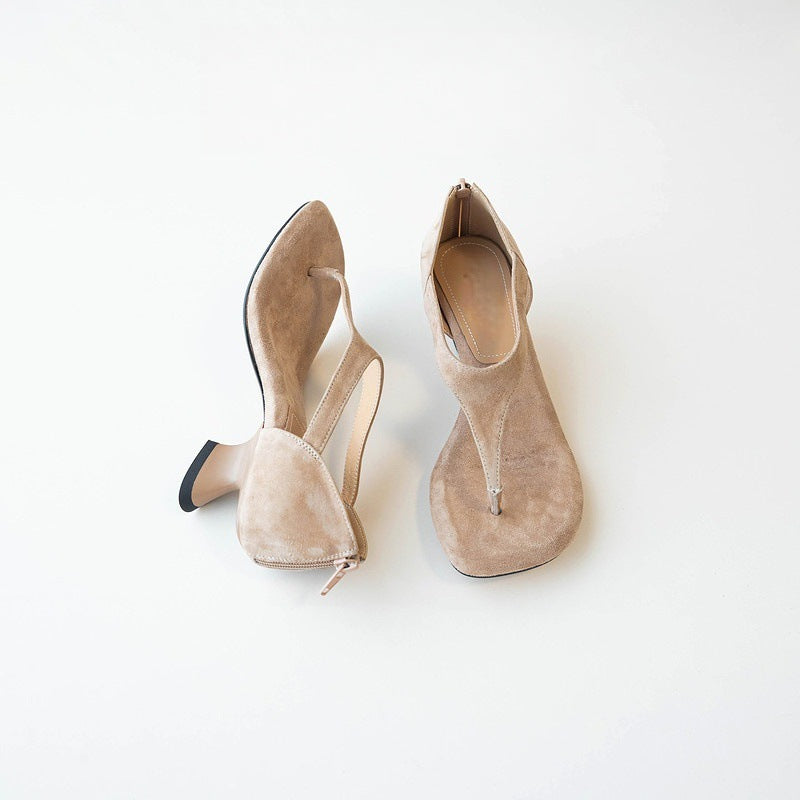 Slip-on Sandalen mit eckiger Zehenpartie