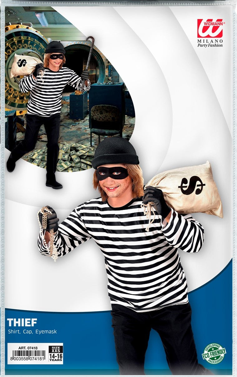 T-Shirt Dieb mit Kappe & Maske