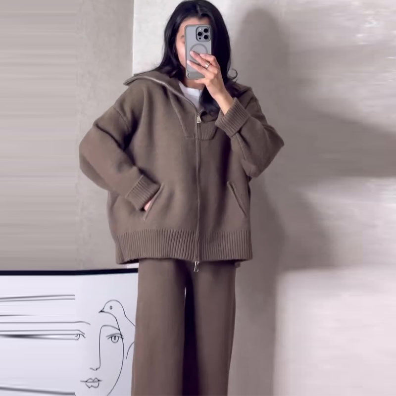 Lässiges Zweiteiler-Set mit weiten Beinen