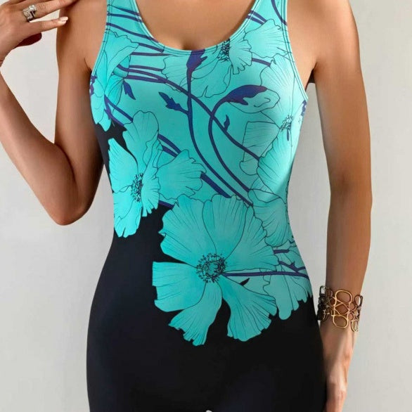 Blumiger Einteiler-Badeanzug