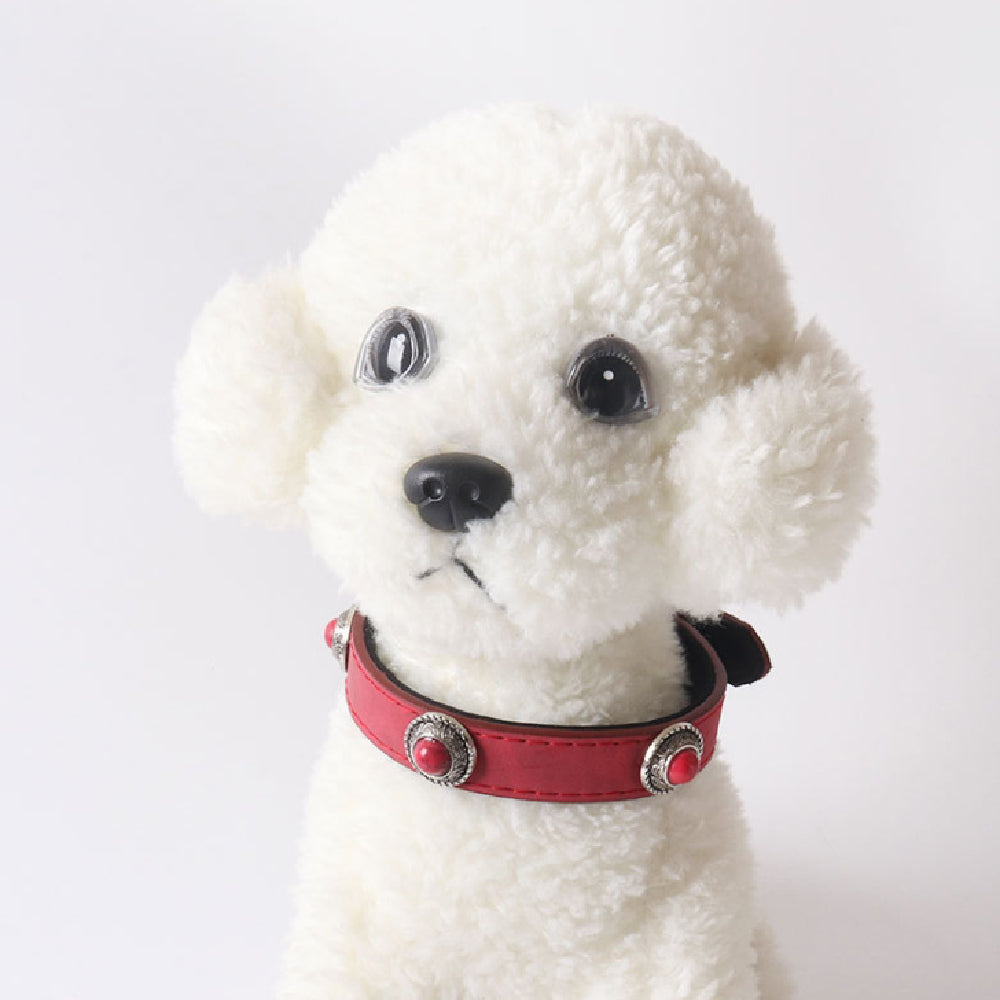 PU-Leder Hundehalsband mit Katzenaugenstein