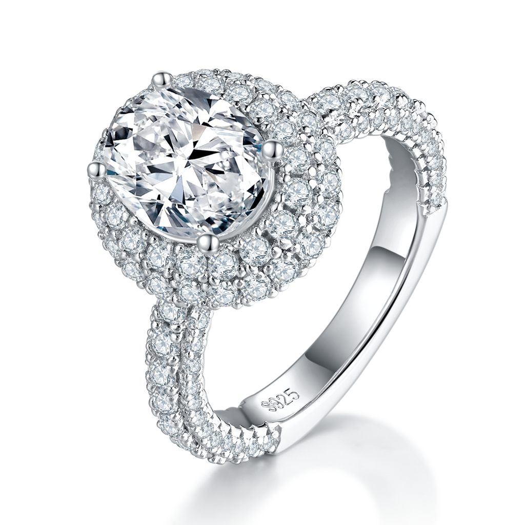 Moissanite Ring mit Doppel-Halo