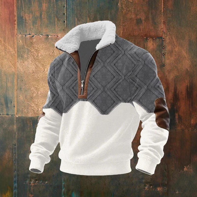 Herren Langarmshirt mit Digitaldruck und Reissverschluss