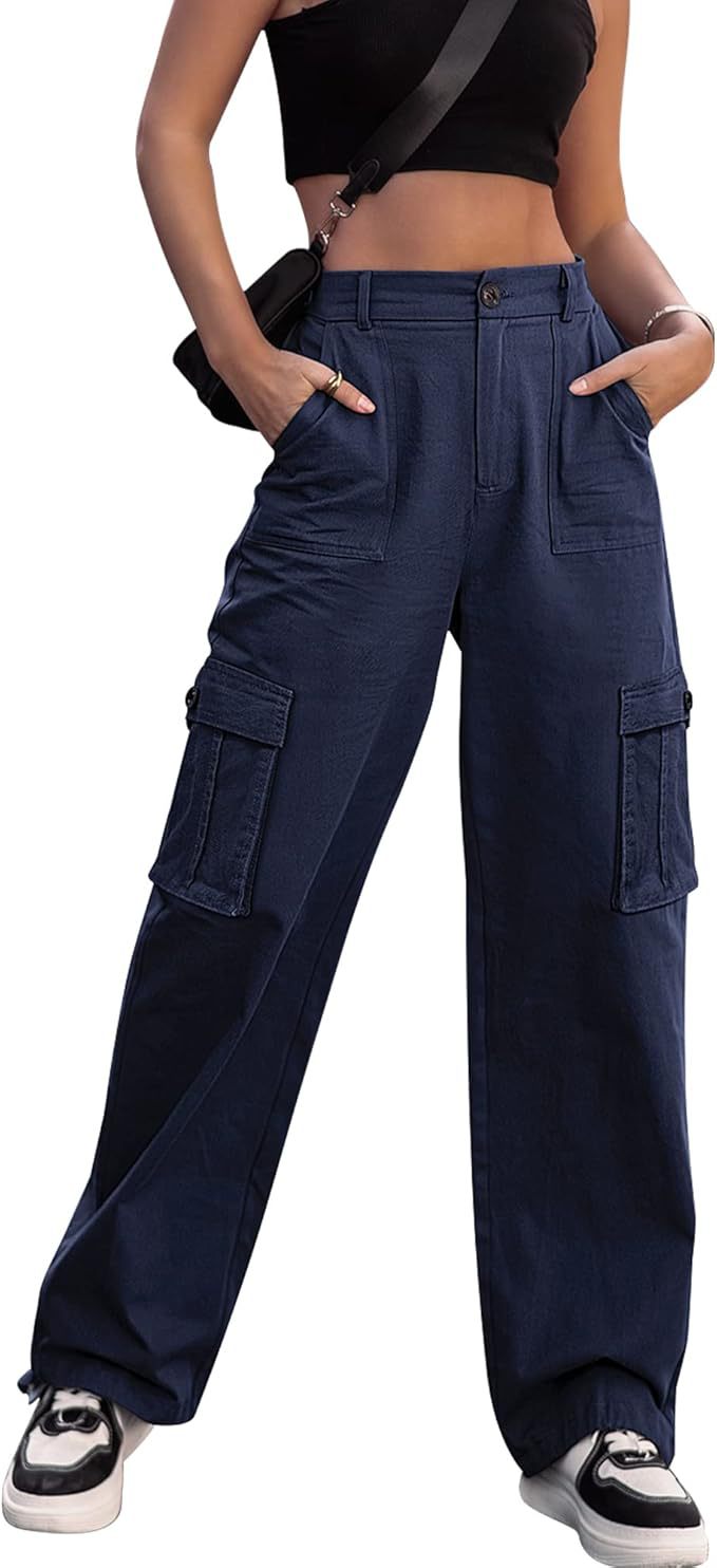 Weite Utility Hose mit hohem Bund