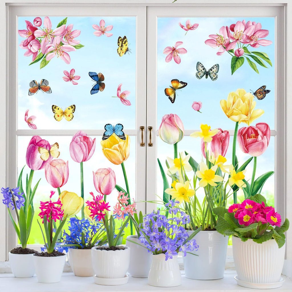 Frühlingshafte Fensterbilder, selbstklebend