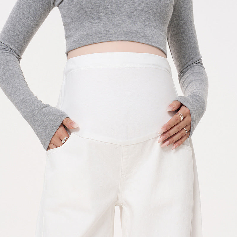 Umstandsjeans Weiss mit Bauchstütze