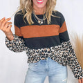 Lässiges Color-Block Sweatshirt mit Leopardenprint