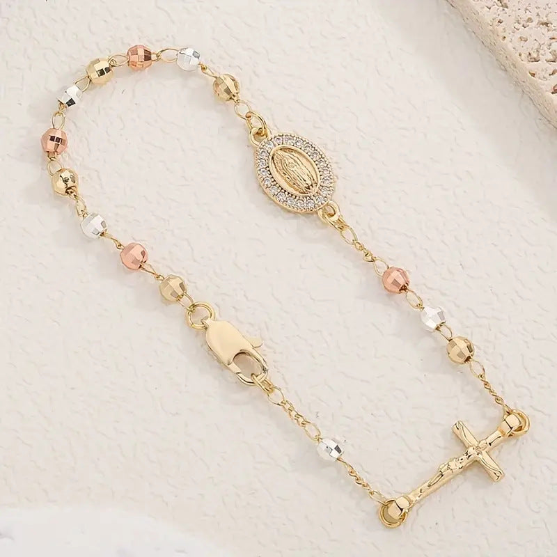Vergoldetes Kreuzarmband mit Zirkonia | LuxeStyle