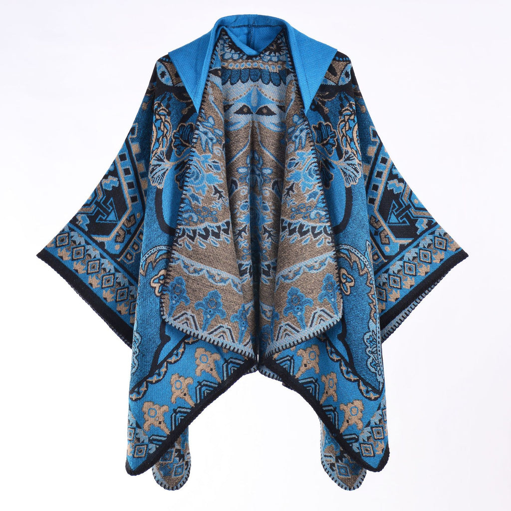 Kapuzencape mit Jacquardmuster – Bild 11 | LuxeStyle