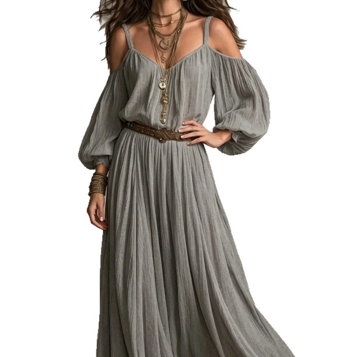 Damen-Kleid mit Falten und Off-Shoulder – Bild 9 | LuxeStyle