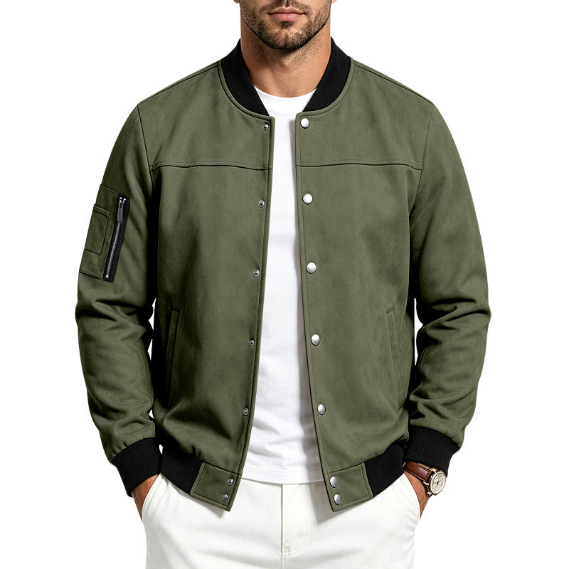 Herren Wildleder-Look Stehkragenjacke