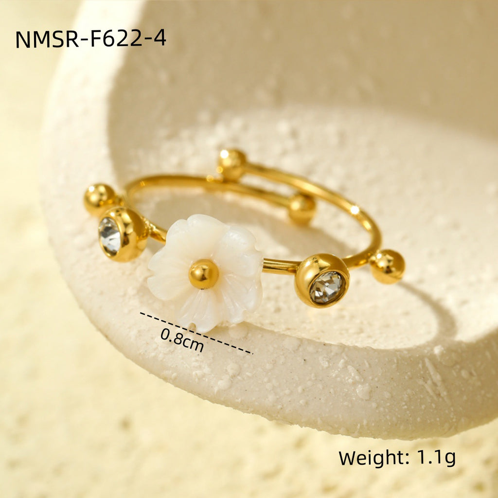 Eleganter Blumenring aus 18K vergoldetem Edelstahl