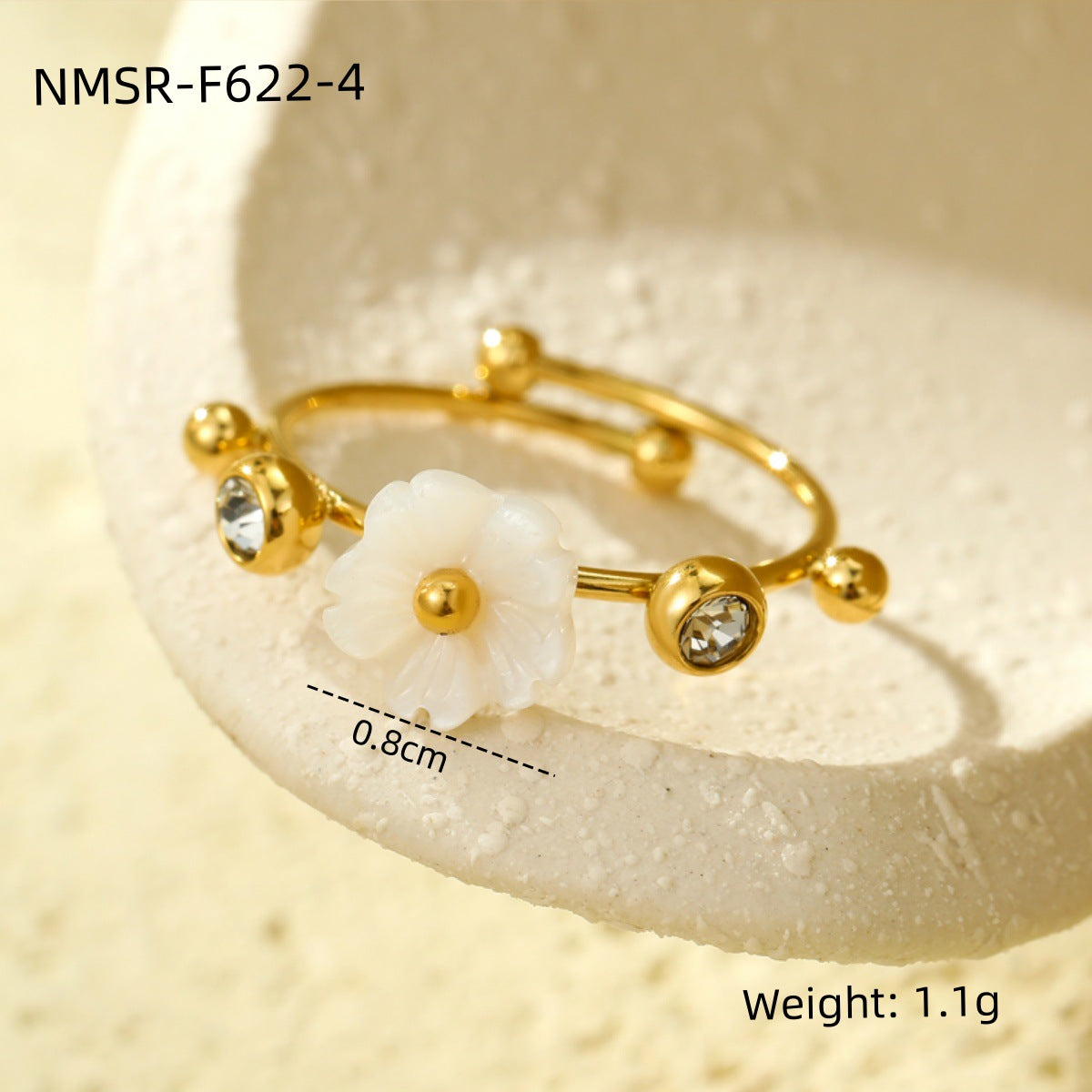Eleganter Blumenring aus 18K vergoldetem Edelstahl