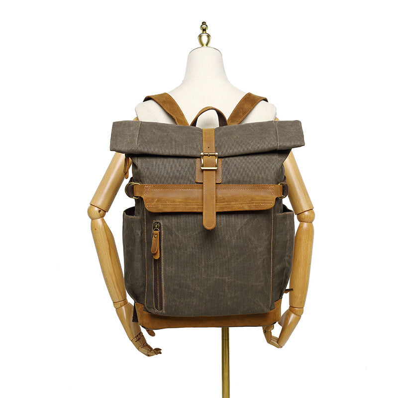 Vintage Canvas Rucksack mit Lederdetails