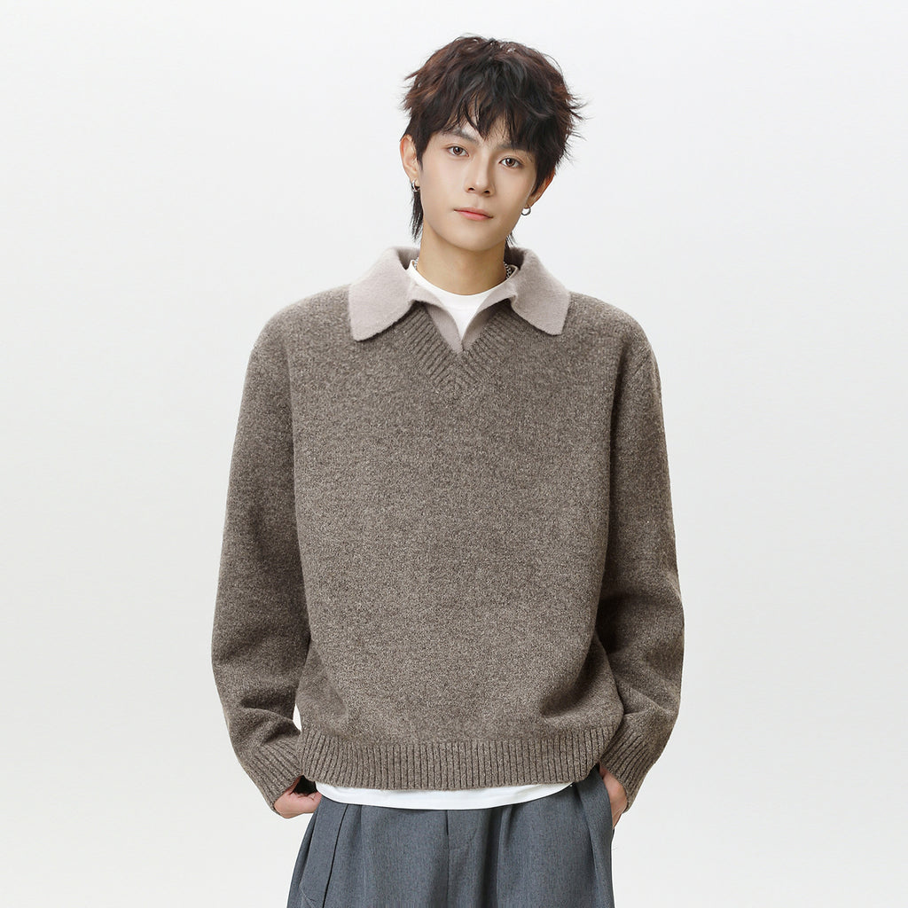 Old-Money-Stil V-Ausschnitt Sweaterjacke