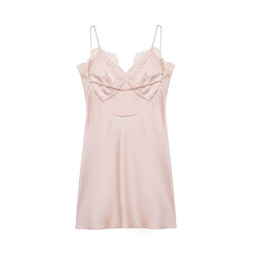Spitzenbesetztes Satin-Slipdress – Bild 3 | LuxeStyle