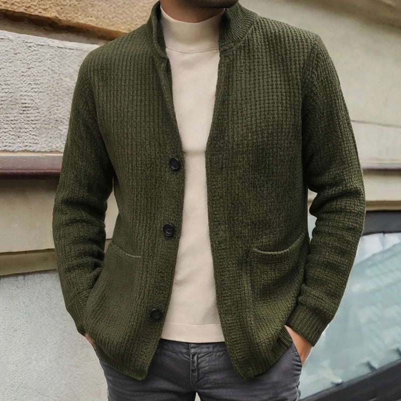 Herren Strickmantel mit Stehkragen
