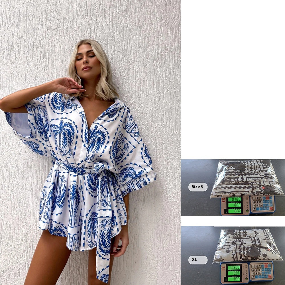 Jumpsuit mit geometrischem Print und Schnürung