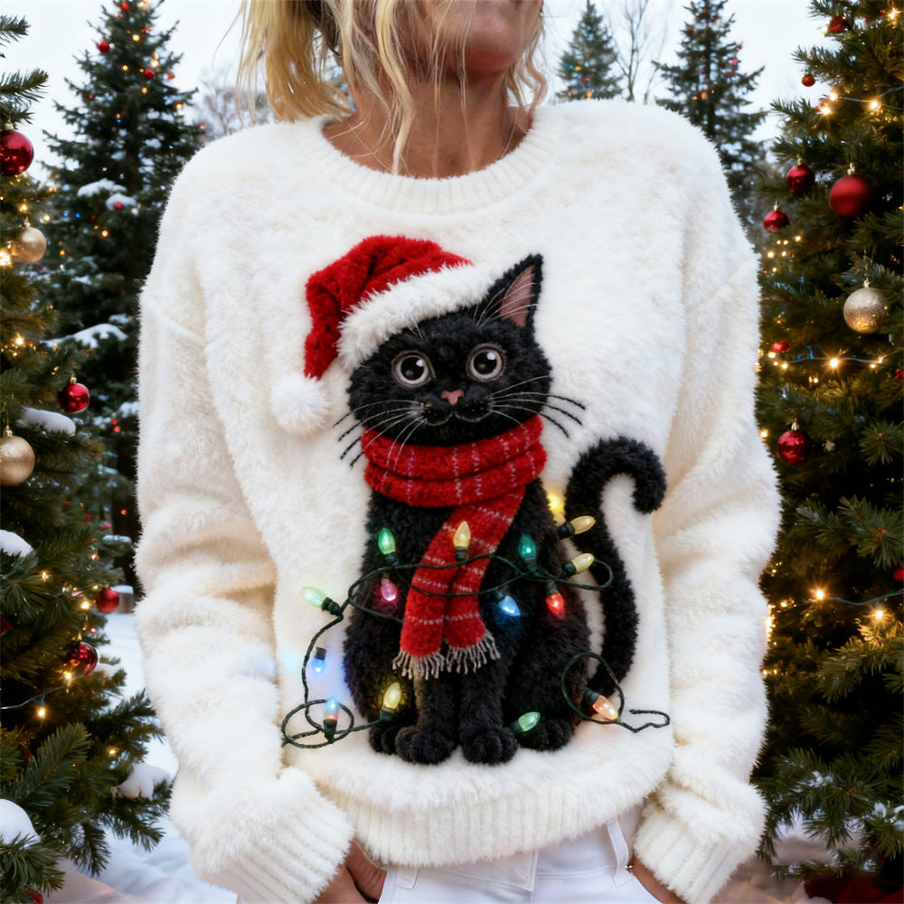 Weihnachtsmuster-Fleece-Hoodie