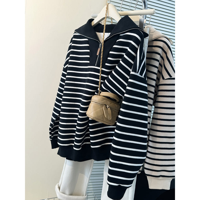 Gestreifter Business Casual Hoodie für Damen – Ansicht 5