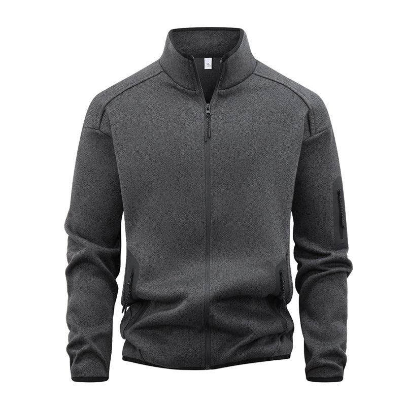 Cardigan Sweatshirt mit Stehkragen und Reissverschlusstasche