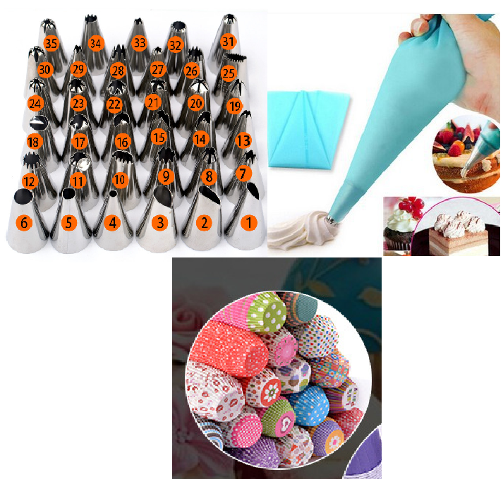 Tulpentüllen-Set mit Spritzbeuteln & Cupcake-Förmchen · 100 Stück – Bild 6 | LuxeStyle
