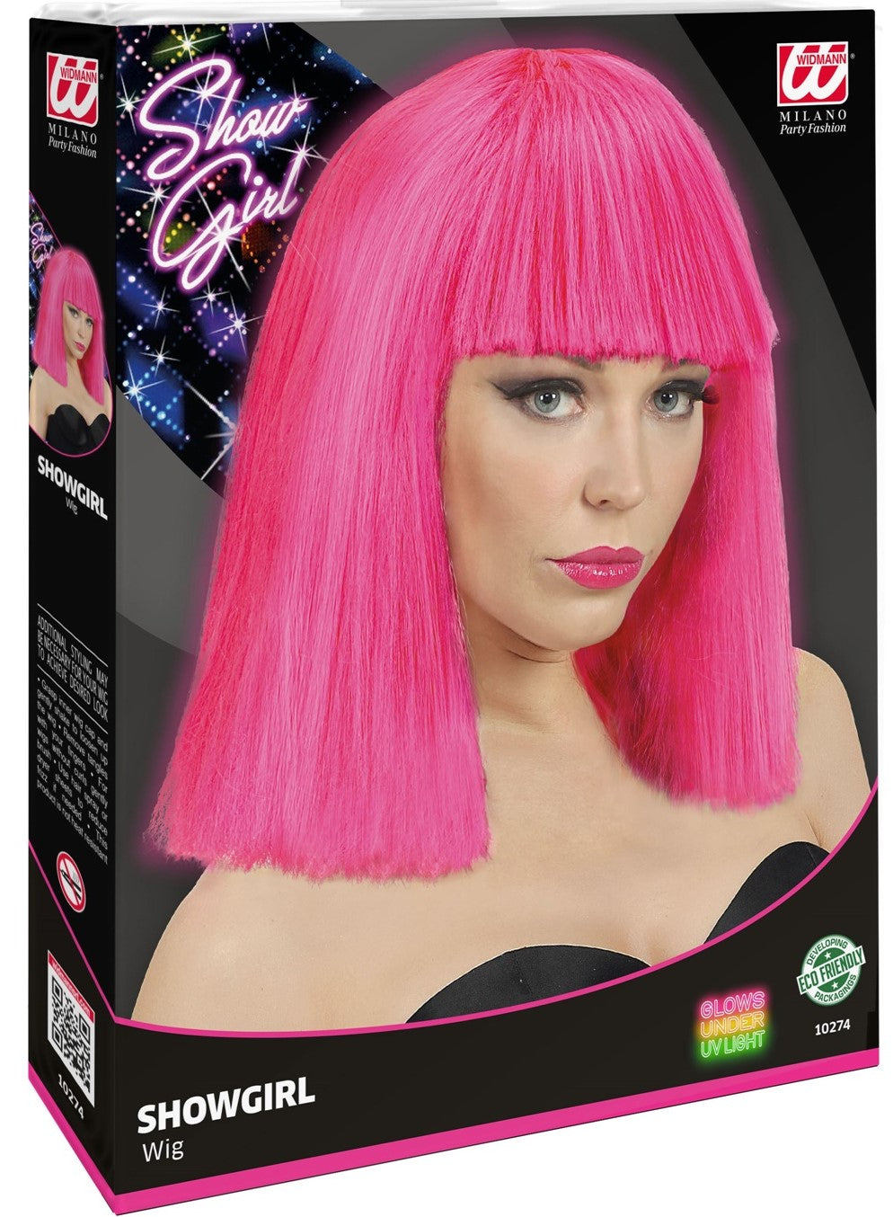 Perücke Showgirl neon pink